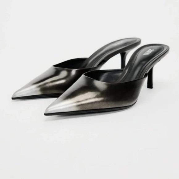 ★ZARA★ VELVET-EFFECT HEELED MULES Zara VELVET EFFECT HEELED SANDALS | Square One